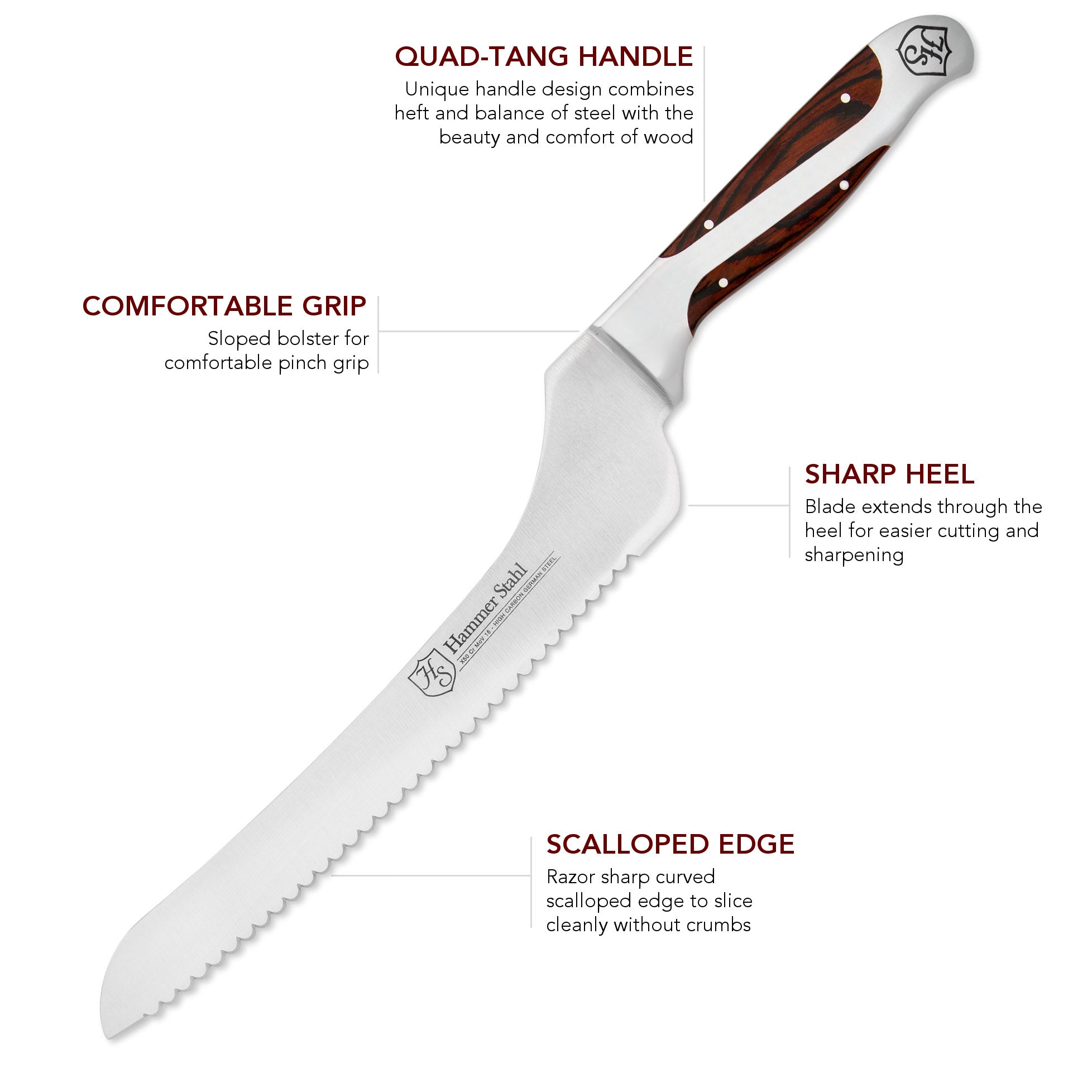 Hammer Stahl 9 Offset Bread Knife - Image 3